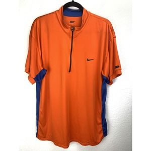 Vintage Nike Dri-fit Half Zip Size L Large Orange Short Sleeve Made in USA F7ATF